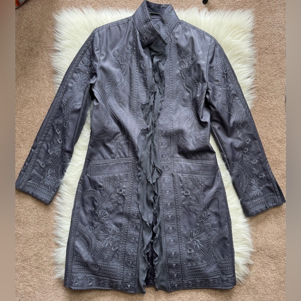 New Vintage Ebene By Patrick Assuline Gothic Embellished Embroidered Long Jacket